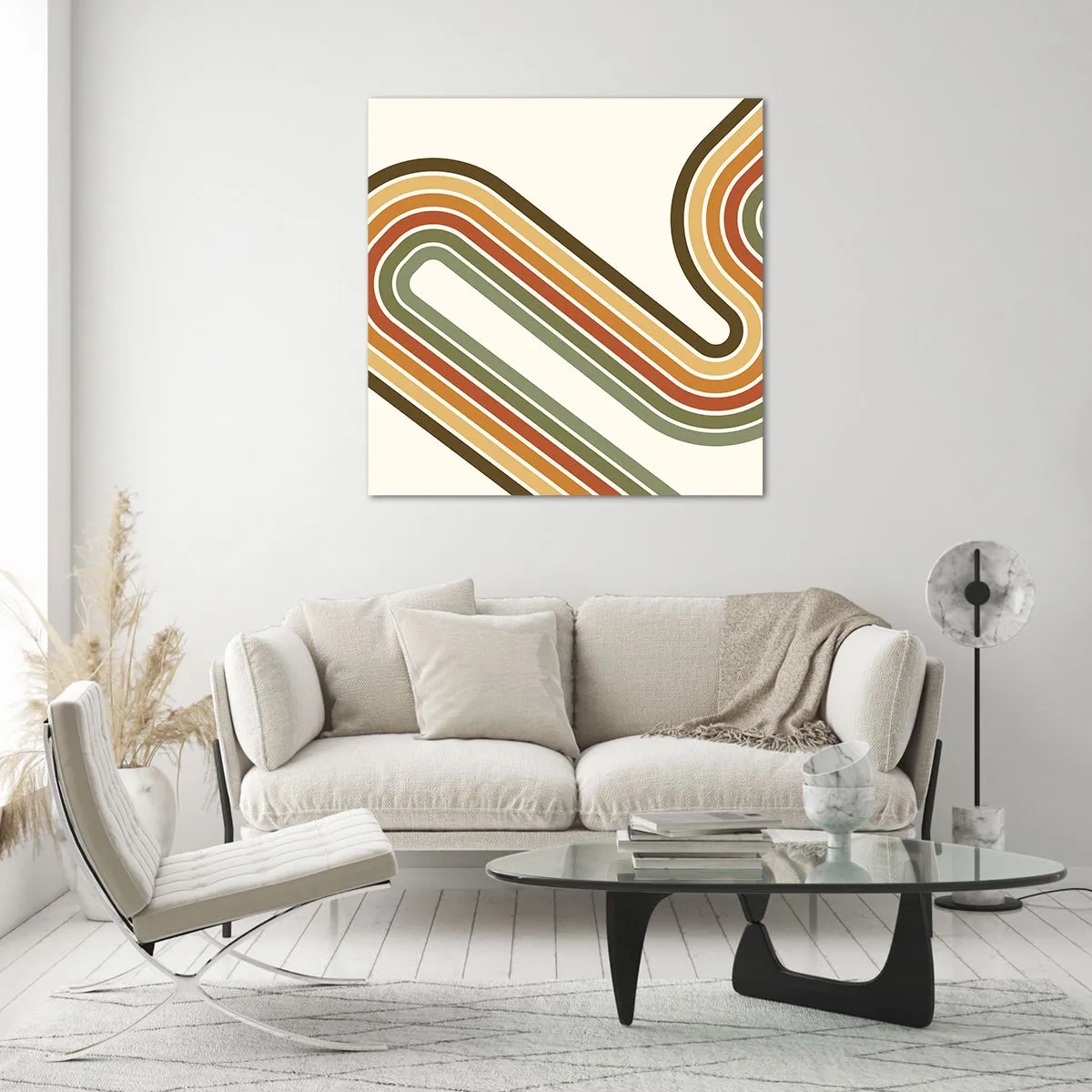 Quadro su vetro - Zig zag fino alla meta - 70x70 cm