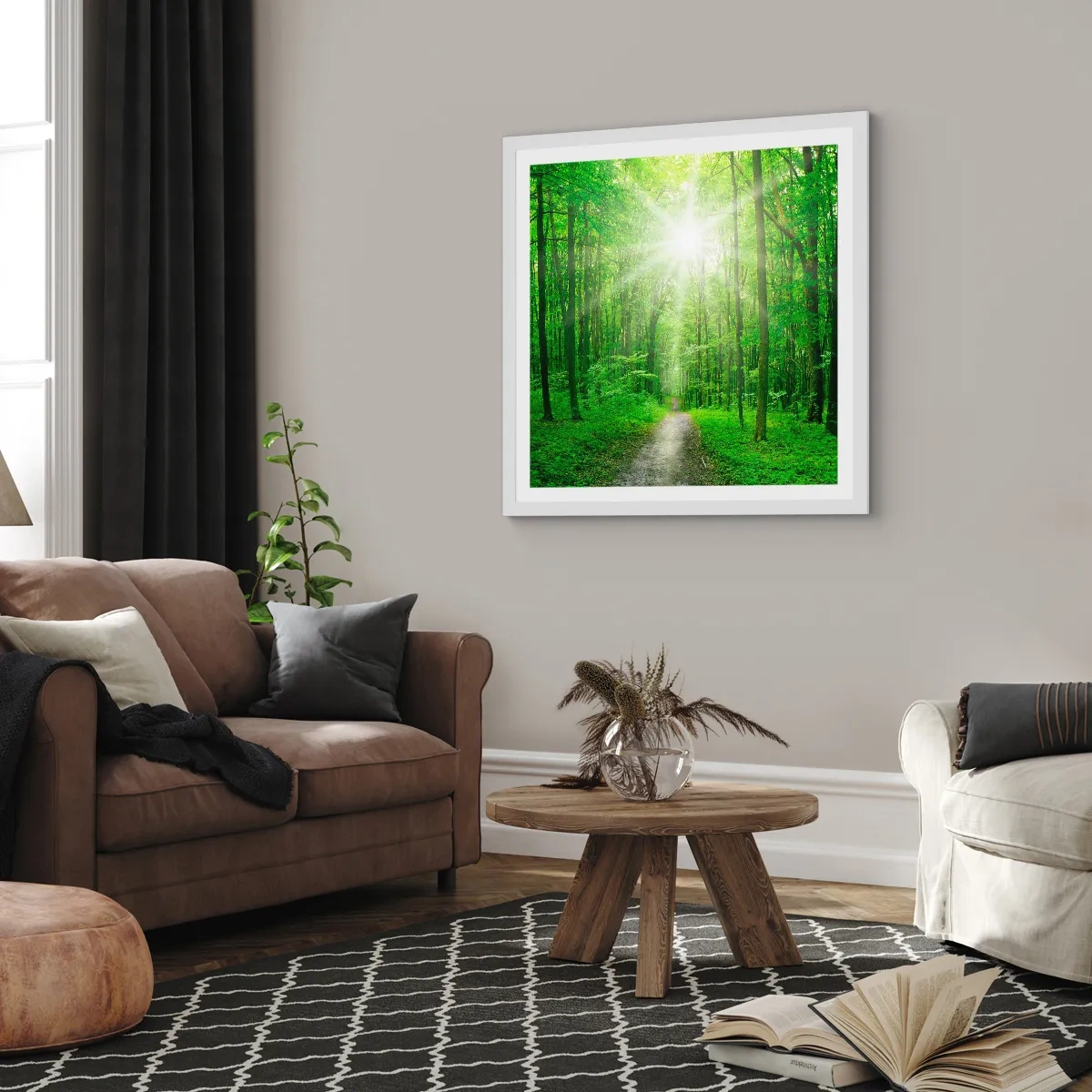 Poster in cornice bianca - Cattedrale verde - 40x40 cm