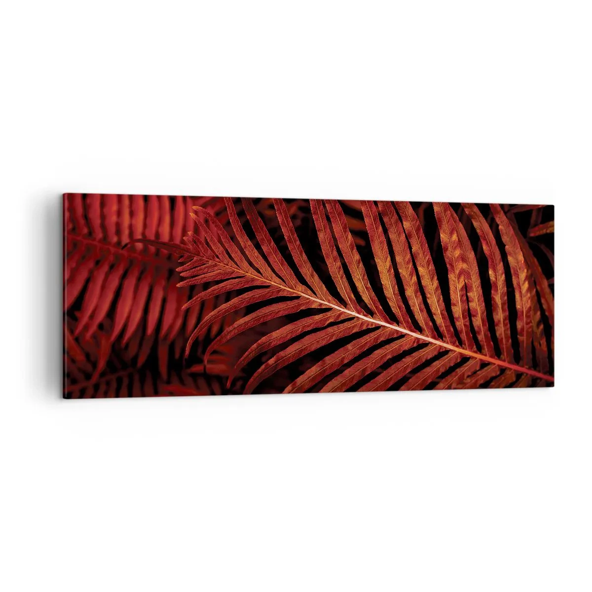 Quadro su tela - Stampe su Tela - Primo piano di foglie tropicali rosse - 140x50cm - Il calore della vita - Decorazione murale moderna per soggiorno e camera da letto ARTTOR