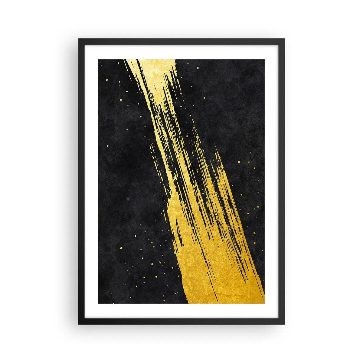 Poster in cornice nera - Pennellate dorate su sfondo nero - 50x70cm - Salto nell'iperspazio - Decorazione murale moderna per soggiorno e camera da letto ARTTOR