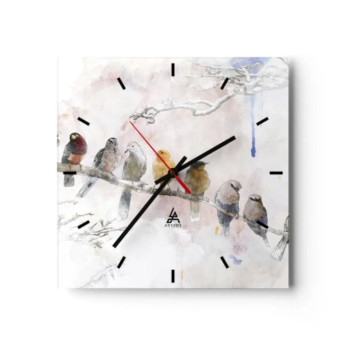 Orologio da parete - Orologio in Vetro - Incontro alato - 40x40 cm