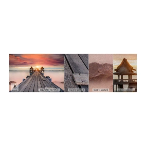 Campione di Fotomurale Premium Sand - Tramonto d'oriente - Paesaggio, Molo di legno, Mare - 100x30 cm