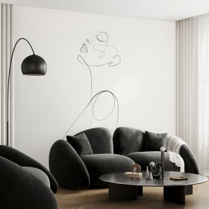 Fotomurali Premium Sand - Ritratto di una donna disegnato con una linea - 100x70cm - Avvolta nei sogni - Decorazione murale moderna per soggiorno e camera da letto ARTTOR