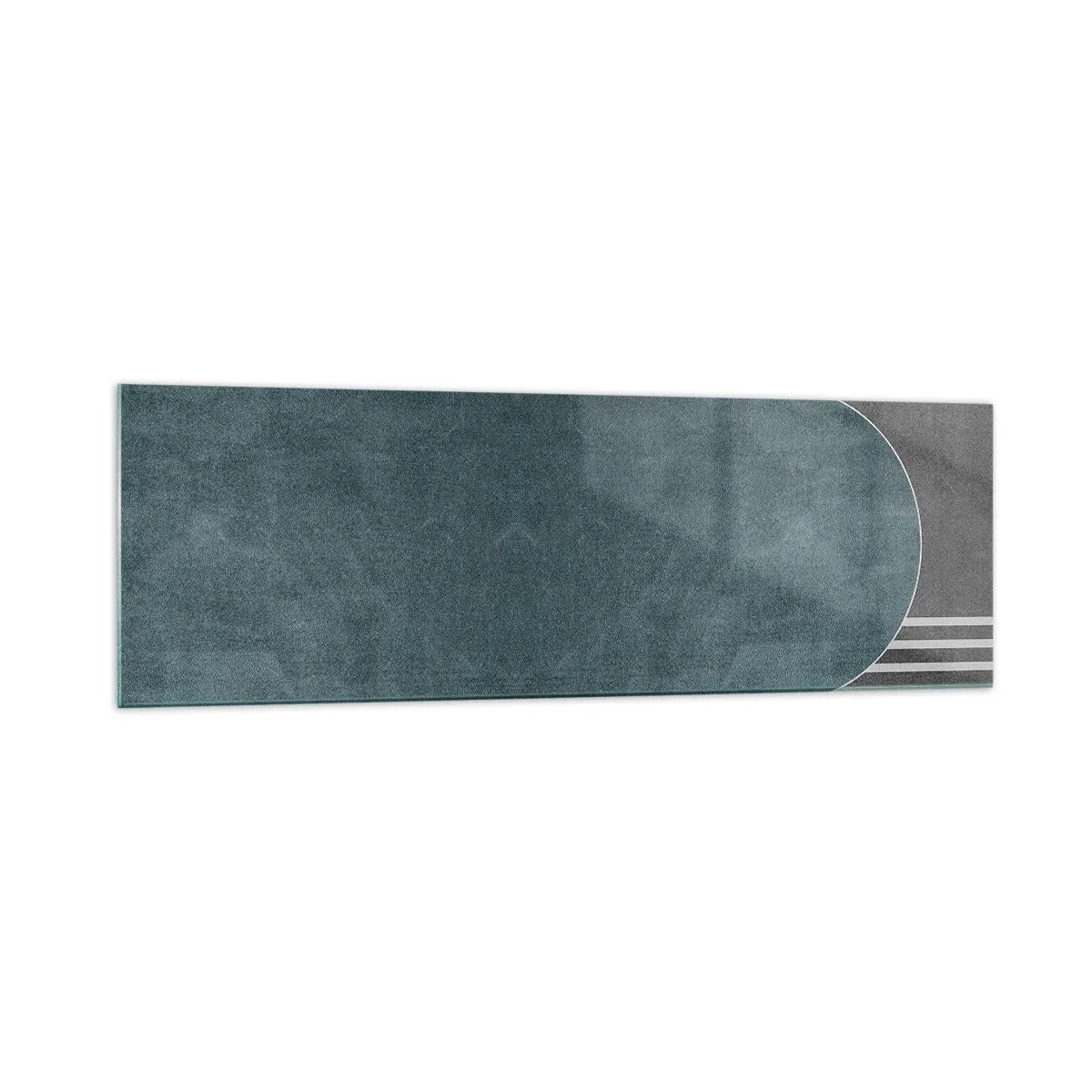 Quadro su vetro - Astrazione geometrica nei toni del grigio e del verde - 160x50cm - Composizione orizzontale - Decorazione murale moderna per soggiorno e camera da letto ARTTOR