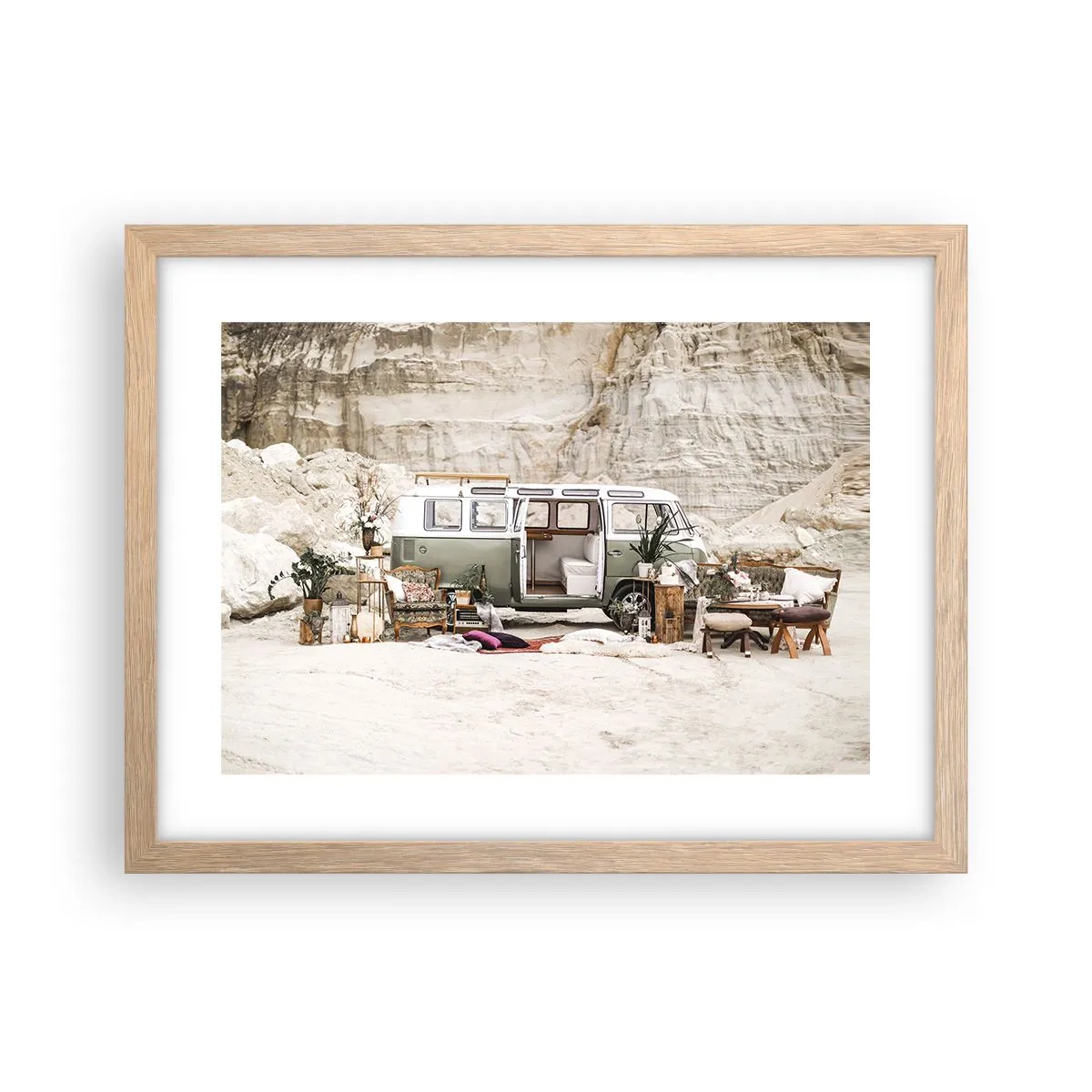 Poster in cornice rovere chiaro - è tempo di viaggiare - 40x30 cm