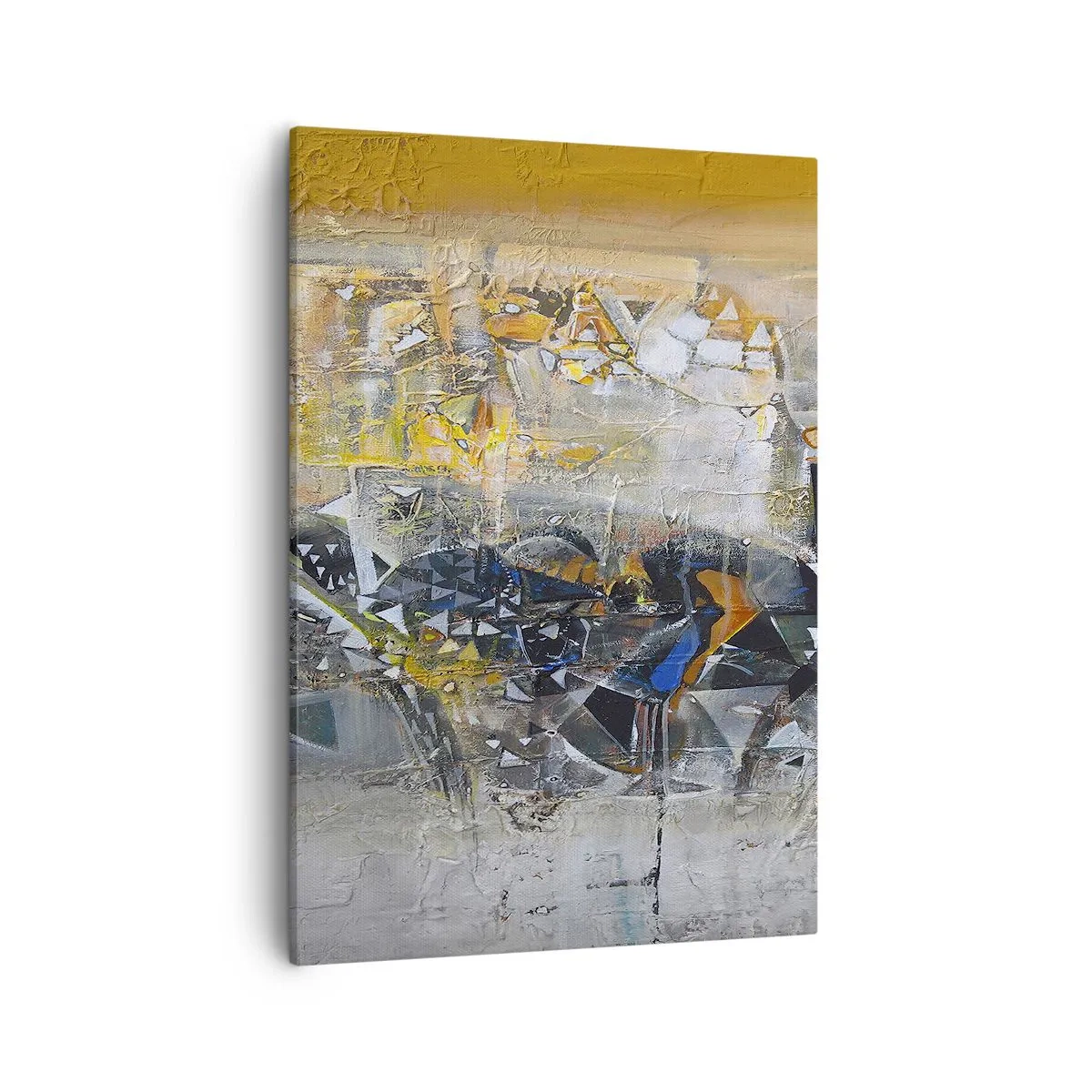 Quadro su tela - Stampe su Tela - Astrazione con tonalità dominanti di giallo e grigio - 50x70cm - Tutto andrà bene - Decorazione murale moderna per soggiorno e camera da letto ARTTOR