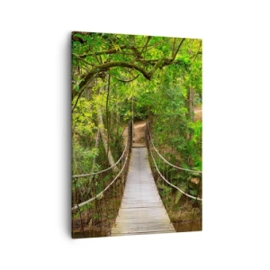 Quadro su tela - Stampe su Tela - Un ponte sospeso circondato da una foresta pluviale verde - 50x70cm - Perché nel giardino crescono i rampicanti - Decorazione murale moderna per soggiorno e camera da letto ARTTOR