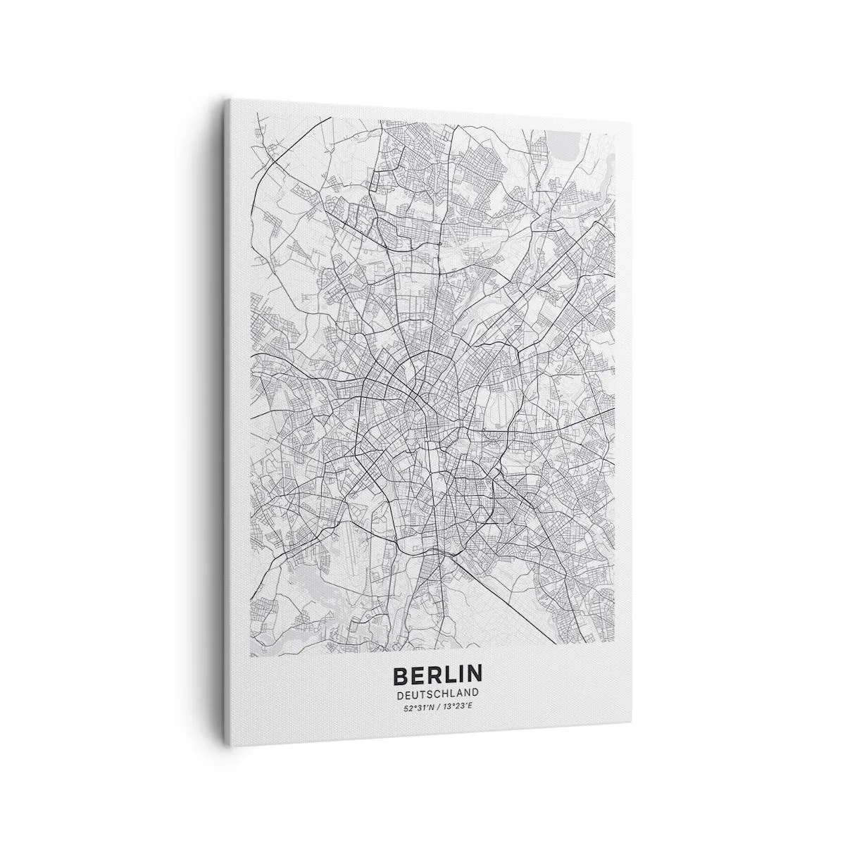 Quadro su tela - Stampe su Tela - Mappa dettagliata della città in bianco e nero - 50x70cm - Il fiore di Berlino - Decorazione murale moderna per soggiorno e camera da letto ARTTOR