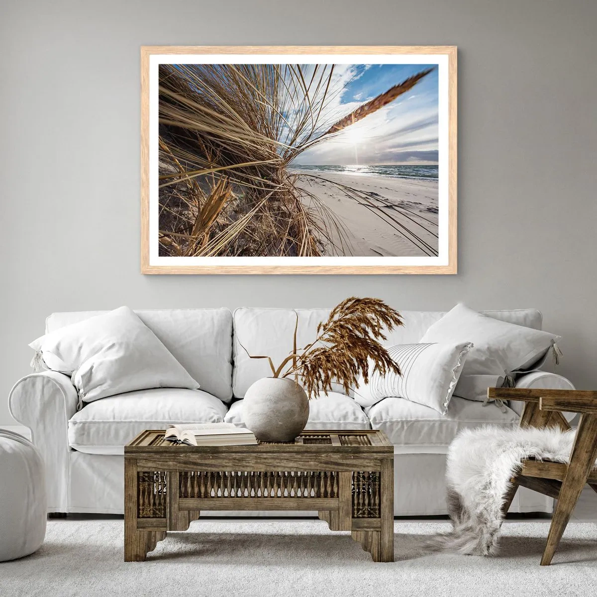Poster in cornice rovere chiaro - L'incontro degli elementi - 70x50 cm