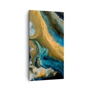 Quadro su tela - Stampe su Tela - Blu-oro: influenza reciproca - 55x100 cm