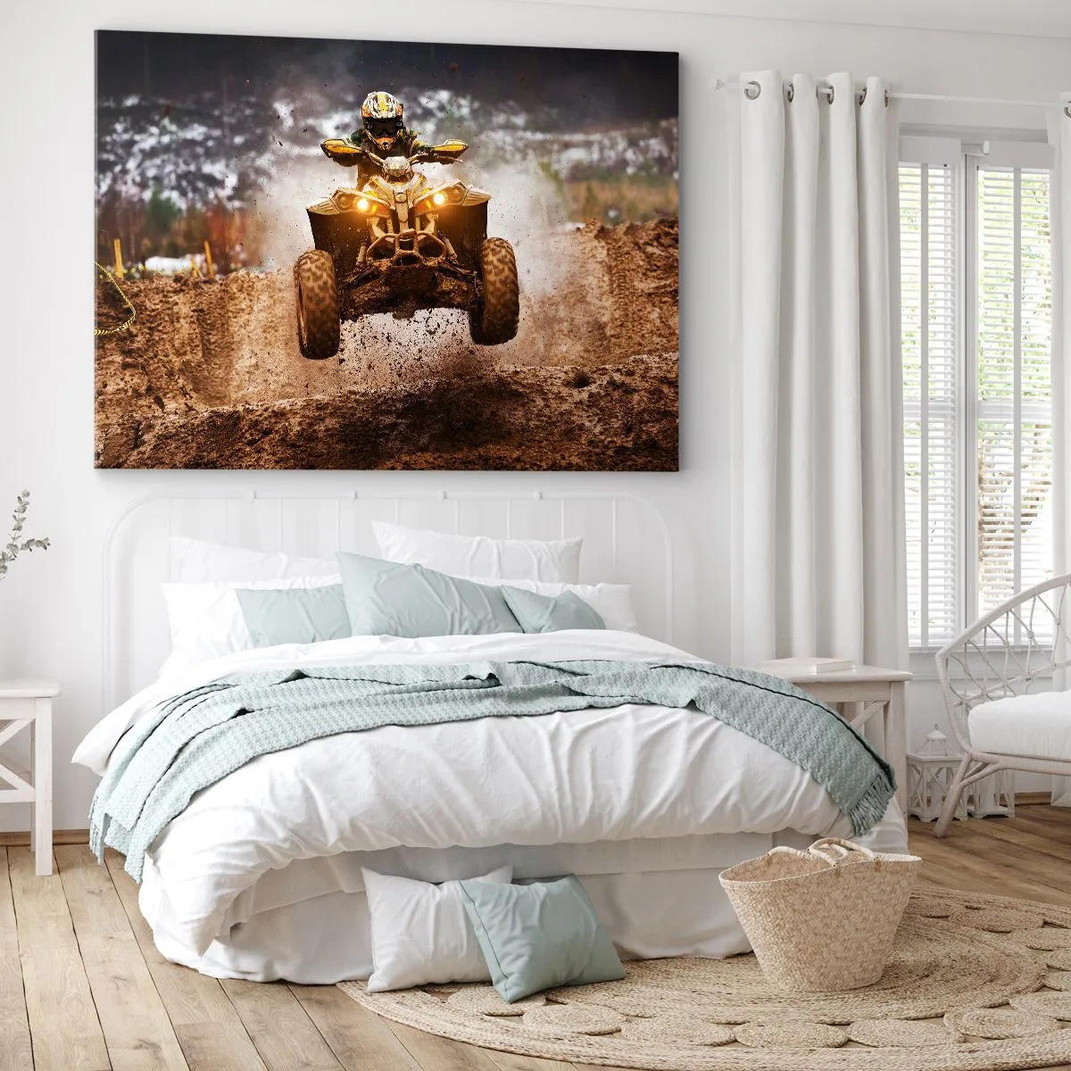 Quadro su tela - Stampe su Tela - Quad estremo su terreni fangosi - 70x50cm - No risk no fun - Decorazione murale moderna per soggiorno e camera da letto ARTTOR