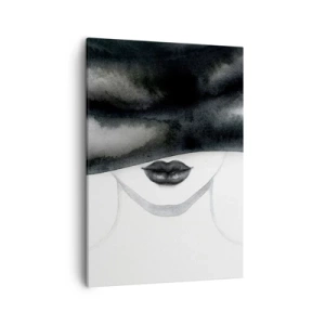 Quadro su tela - Stampe su Tela - Un delicato ritratto di una donna con il volto coperto in stile monocromo. - 50x70cm - Il segreto dei sensi - Decorazione murale moderna per soggiorno e camera da letto ARTTOR