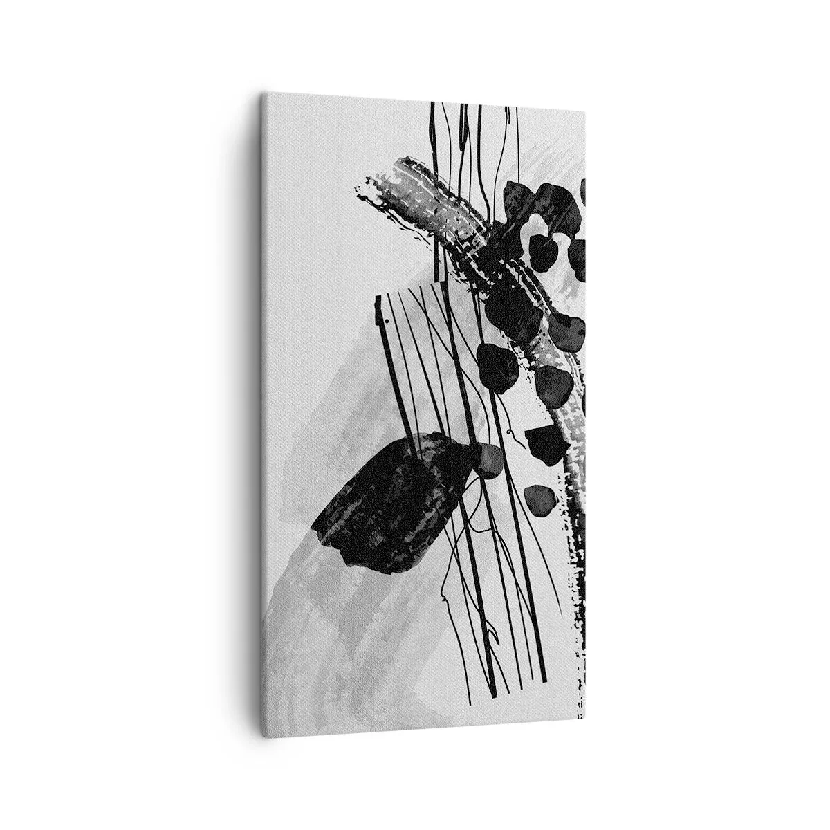 Quadro su tela - Stampe su Tela - Astrazione organica in bianco e nero - 45x80 cm
