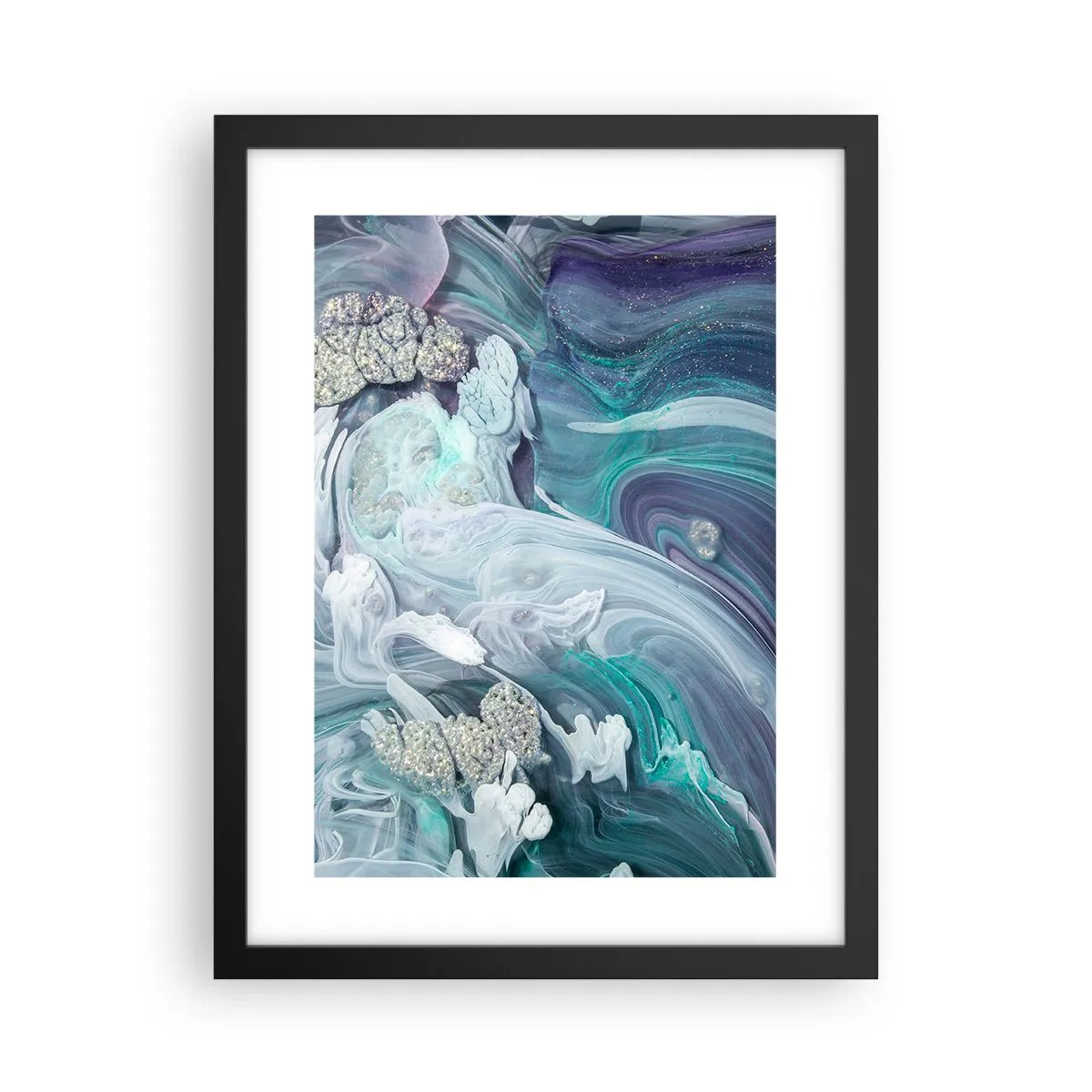 Poster in cornice nera - Correnti di blu - 30x40 cm