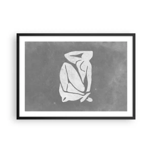 Poster in cornice nera - Un disegno di silhouette minimalista su uno sfondo grigio - 70x50cm - Pensierosa - Decorazione murale moderna per soggiorno e camera da letto ARTTOR