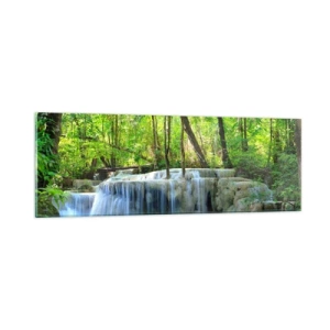 Quadro su vetro - Annegare nel turchese e nel verde - 90x30 cm