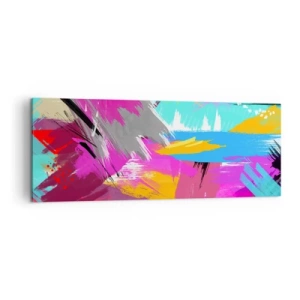 Quadro su tela - Stampe su Tela - Astrazione dinamica in colori intensi - 140x50cm - Pennellata dopo pennellata - Decorazione murale moderna per soggiorno e camera da letto ARTTOR