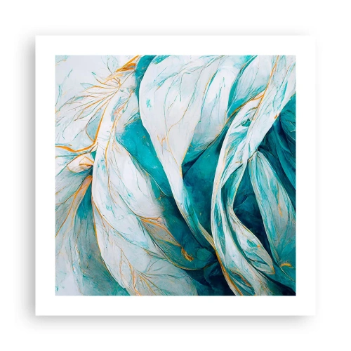 Poster - Astrazione blu con motivi d'oro - 50x50 cm