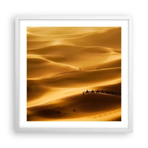 Poster in cornice bianca - La carovana sulle onde del deserto - 50x50 cm