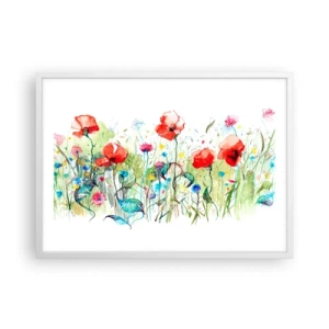 Poster in cornice bianca - Il prato fiorito a maggio - 70x50 cm