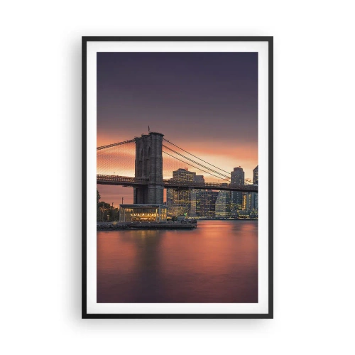 Poster in cornice nera - Immersa nel silenzio lilla - 61x91 cm