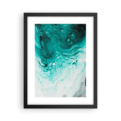 Poster in cornice nera - Sciogliendosi nel bianco e nel turchese - 30x40 cm
