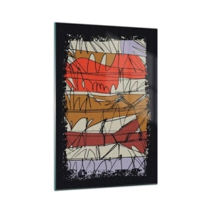 Quadro su vetro - Composizione astratta dai colori intensi - 70x100cm - Composizione spontanea - Decorazione murale moderna per soggiorno e camera da letto ARTTOR