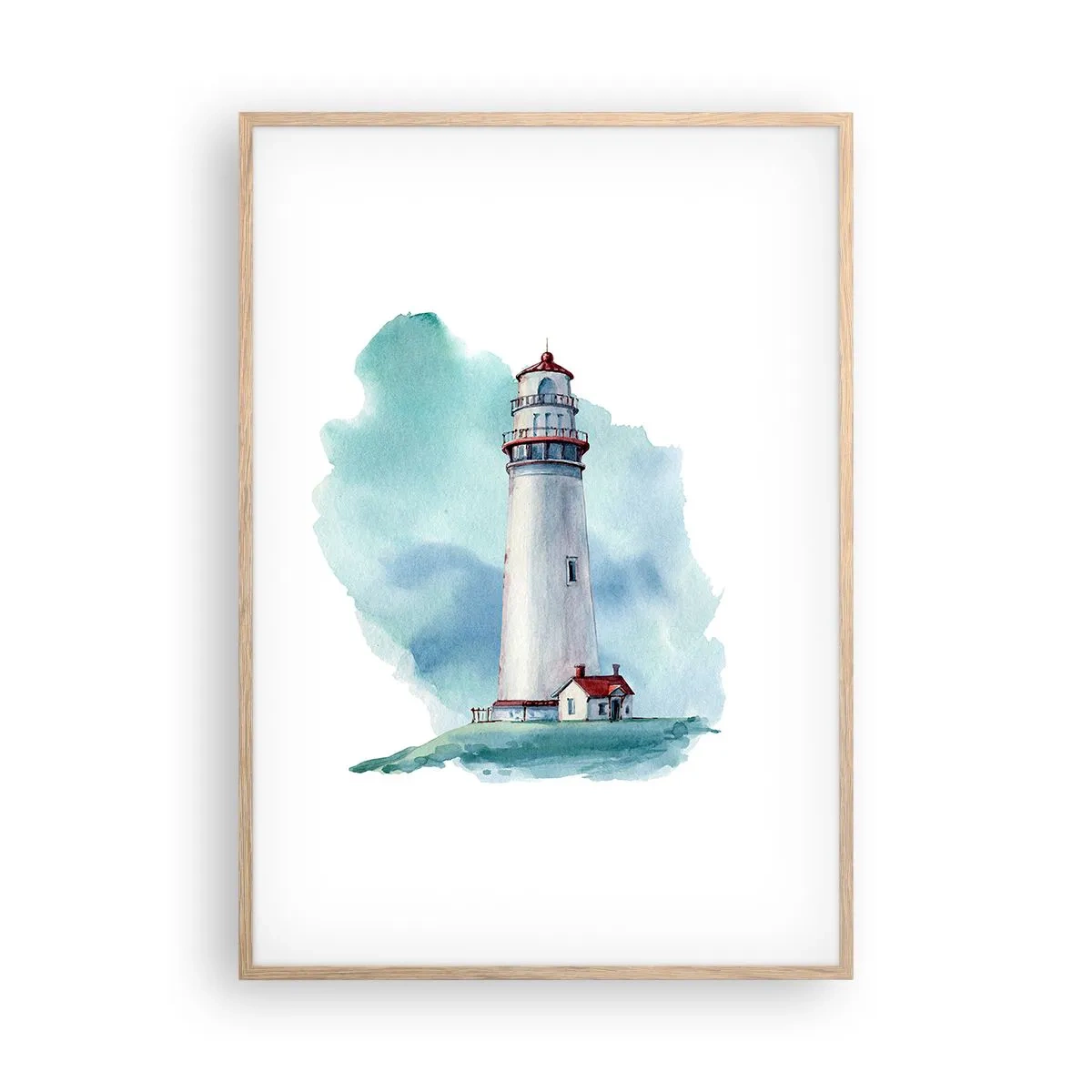 Poster in cornice rovere chiaro - Il mite amico del blu - 70x100 cm