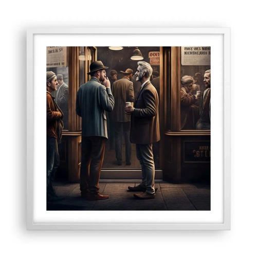 Poster in cornice bianca - Il buon momento della giornata - 50x50 cm