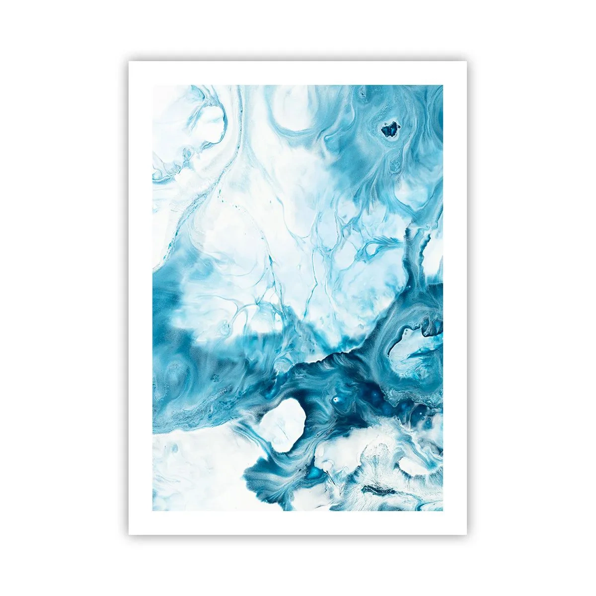 Poster - Composizione astratta nei toni del blu e del bianco - 50x70cm - Concerto di blu - Decorazione murale moderna per soggiorno e camera da letto ARTTOR