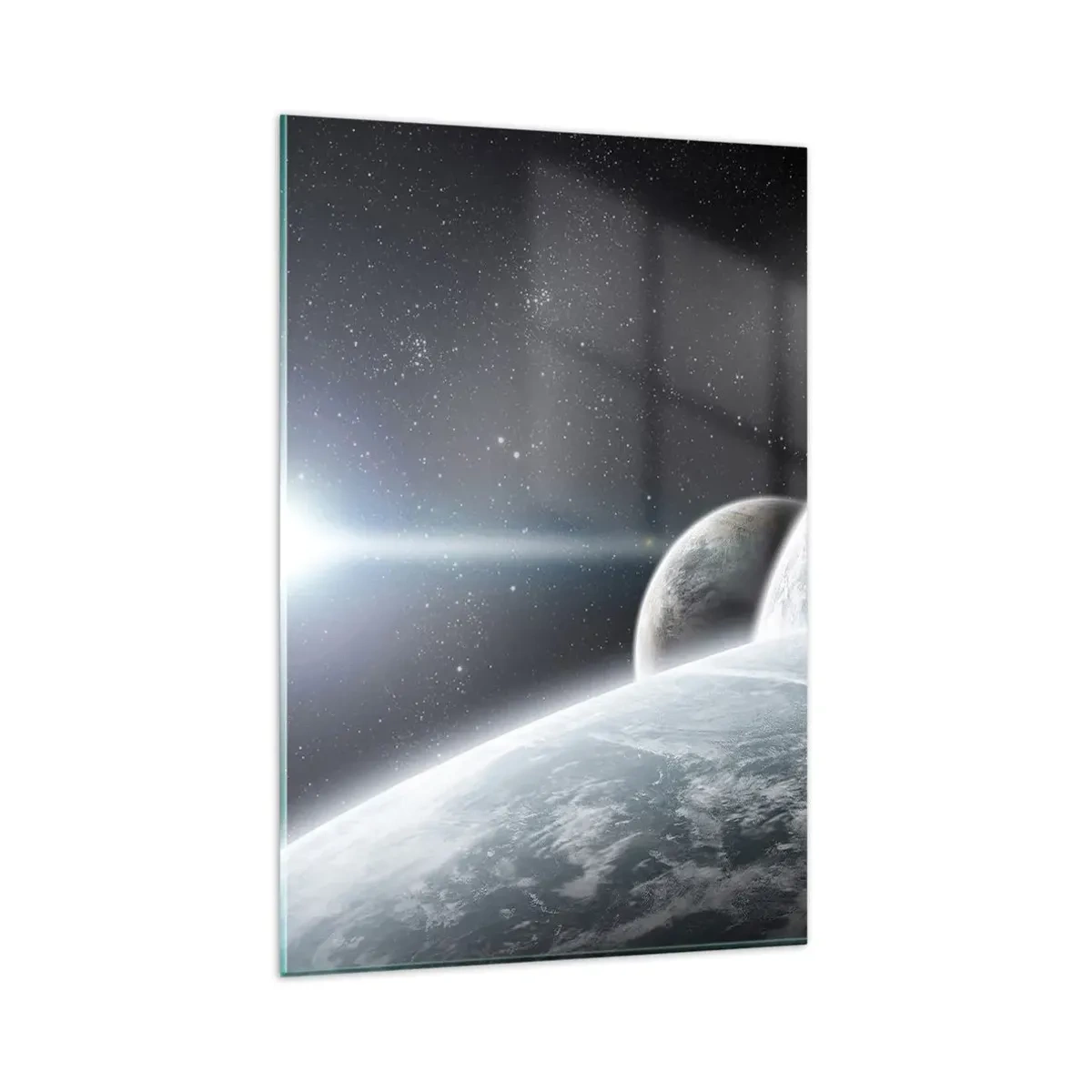 Quadro su vetro - Pianeti nello spazio sullo sfondo di stelle e galassie - 80x120cm - La musica delle sfere celesti - Decorazione murale moderna per soggiorno e camera da letto ARTTOR