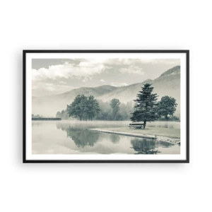 Poster in cornice nera - Il lago dorme ancora - 91x61 cm