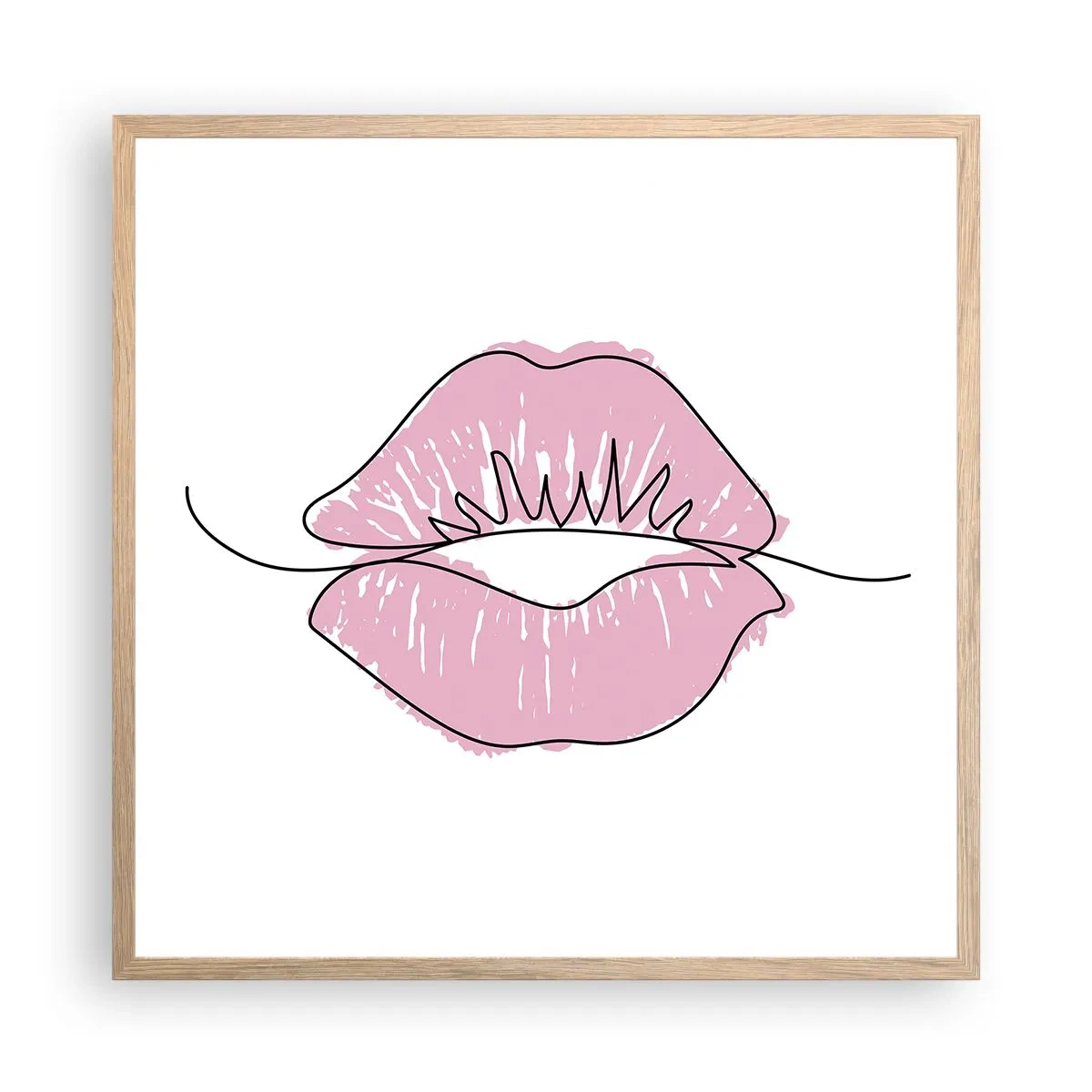 Poster in cornice rovere chiaro - Pronti al bacio? - 60x60 cm