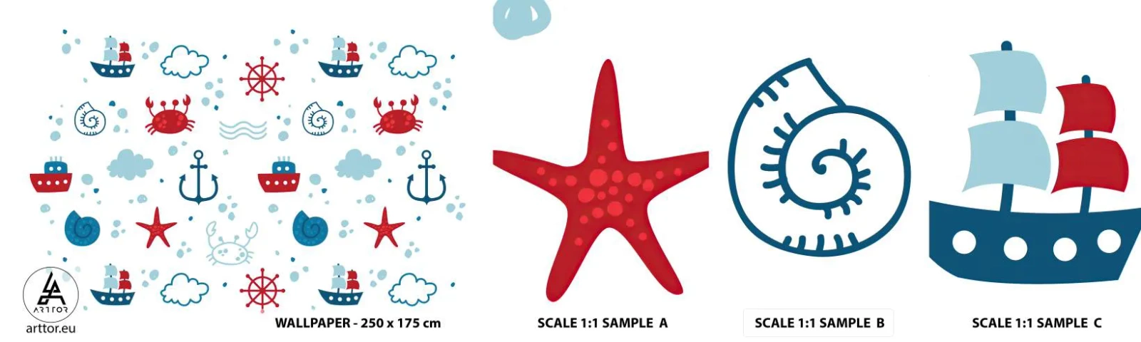 Campione Di Fotomurale Standard Eco - Favola nel mare - navigazione, Nautico, Ancora - 100x30 cm