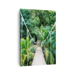 Quadro su tela - Stampe su Tela - Un ponte sospeso in una giungla tropicale piena di verde - 70x100cm - Welcome to the jungle! - Decorazione murale moderna per soggiorno e camera da letto ARTTOR