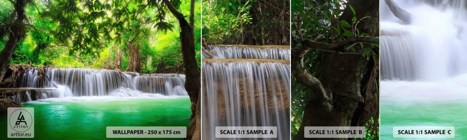 Campione di Fotomurale Adesivo Deluxe Sticker - Cascata nel verde - Paesaggio, Cascata, Parco Nazionale - 100x30 cm