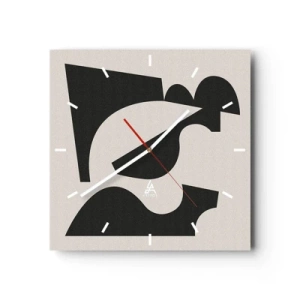 Orologio da parete - Orologio in Vetro - Composizione geometrica astratta in bianco e nero - 30x30cm - Kit di montaggio - Decorazione murale moderna per soggiorno e camera da letto ARTTOR