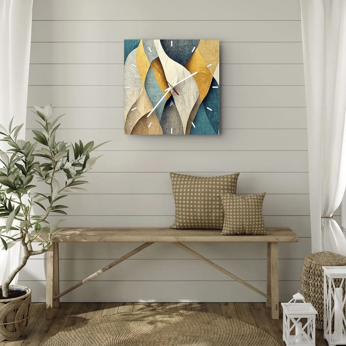 Orologio da parete - Orologio in Vetro - Ritmo e ondulazioni - 30x30 cm