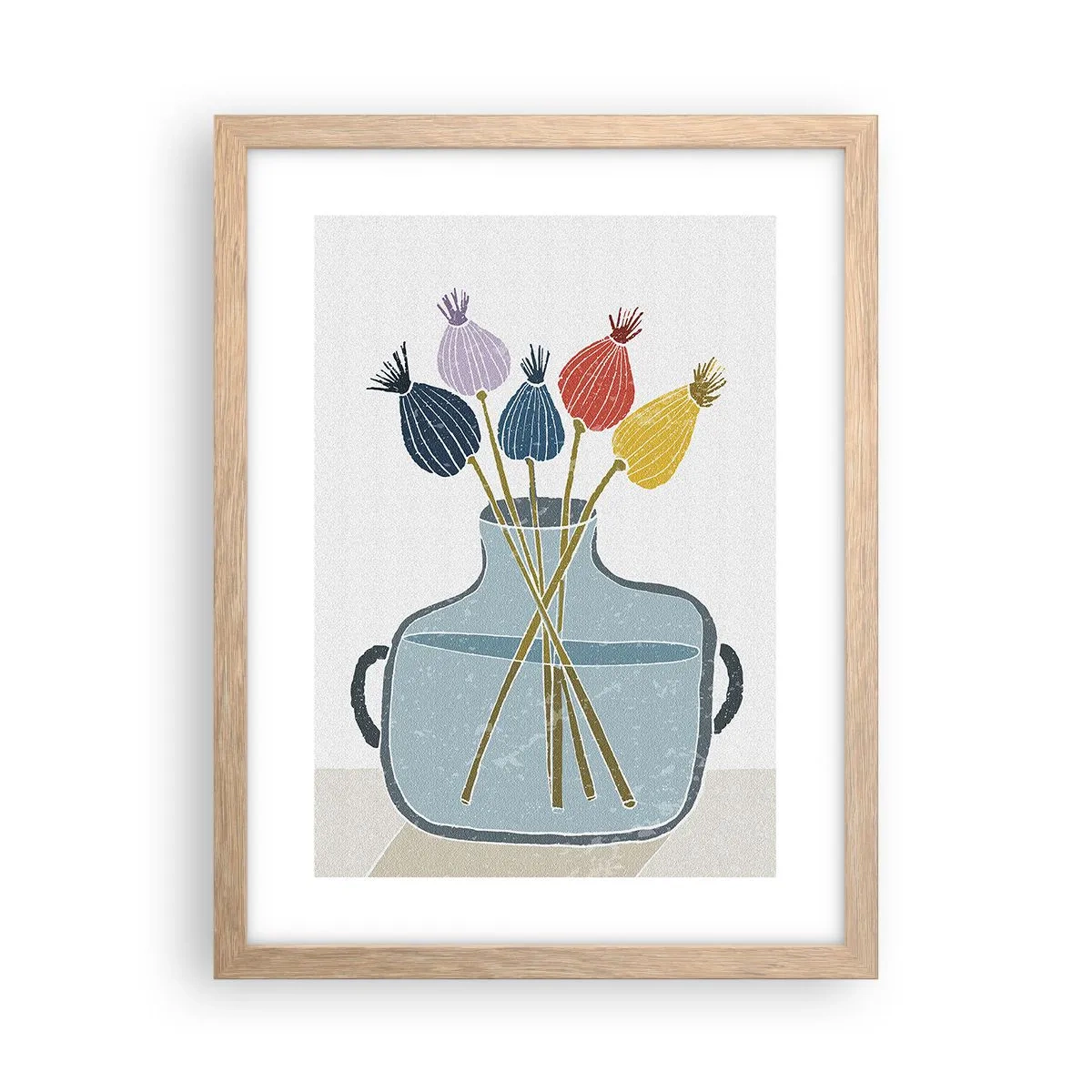 Poster in cornice rovere chiaro - Il silenzio dei papaveri - 30x40 cm