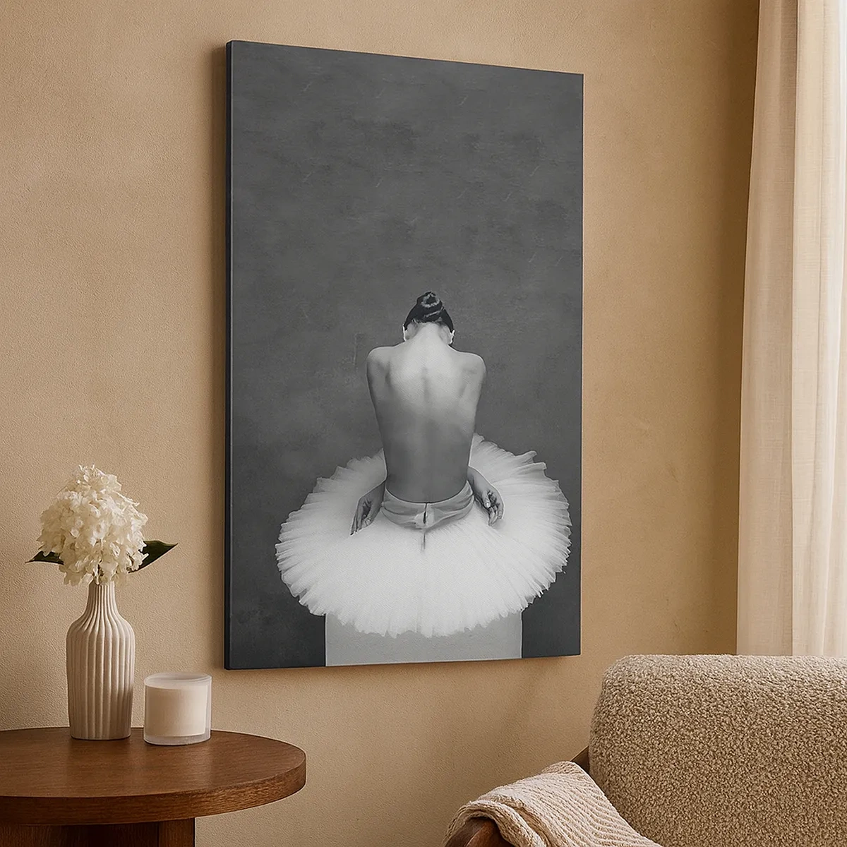 Quadro su tela - Stampe su Tela - Una ballerina in una posa classica su uno sfondo scuro. - 50x70cm - Fiorisce adesso - Decorazione murale moderna per soggiorno e camera da letto ARTTOR