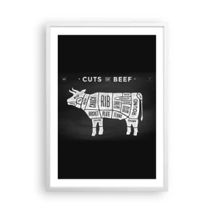 Poster in cornice bianca - Il sillabario del macellaio - 50x70 cm