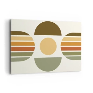 Quadro su tela - Stampe su Tela - Composizione geometrica con semicerchi e strisce nei toni della terra - 100x70cm - Nei colori della terra - Decorazione murale moderna per soggiorno e camera da letto ARTTOR