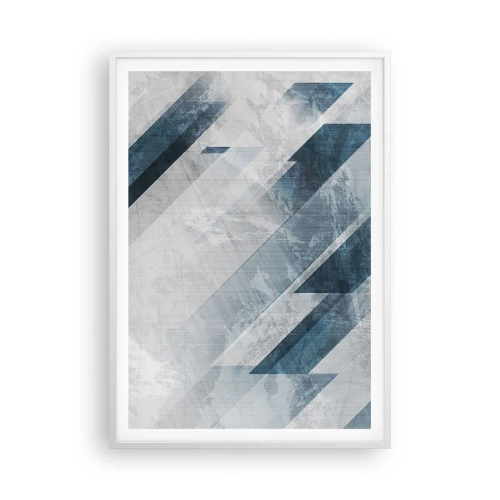Poster in cornice bianca - Composizione spaziale: movimento in grigio - 70x100 cm