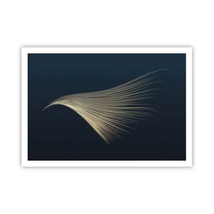 Poster - Una delicata linea simile a una piuma su uno sfondo blu navy - 100x70cm - Come un capello d'angelo - Decorazione murale moderna per soggiorno e camera da letto ARTTOR