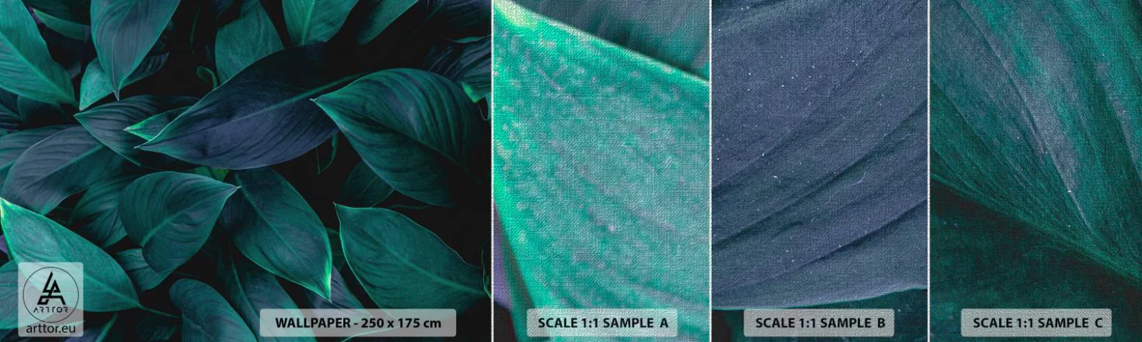 Campione di Fotomurale Premium Canvas - Il verde puro - Foglie, Natura, Botanica - 100x30 cm