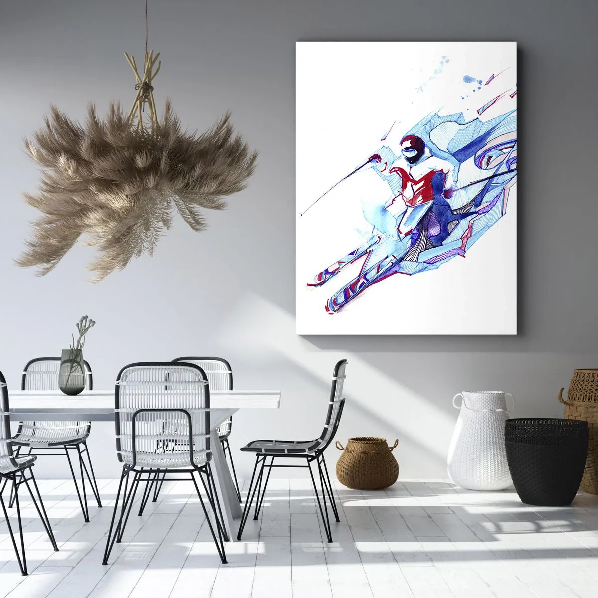 Quadro su tela - Stampe su Tela - Cavaliere astratto in colori dinamici - 50x70cm - A tutta velocità verso la gioia - Decorazione murale moderna per soggiorno e camera da letto ARTTOR