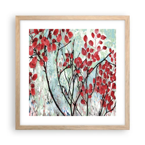 Poster in cornice rovere chiaro - Albero in scarlatto - 40x40 cm