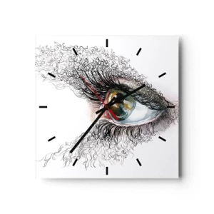 Orologio da parete - Orologio in Vetro - Un occhio artistico con un'iride giallo-verde e dettagli intricati. - 30x30cm - Guarda dentro l'anima - Decorazione murale moderna per soggiorno e camera da letto ARTTOR