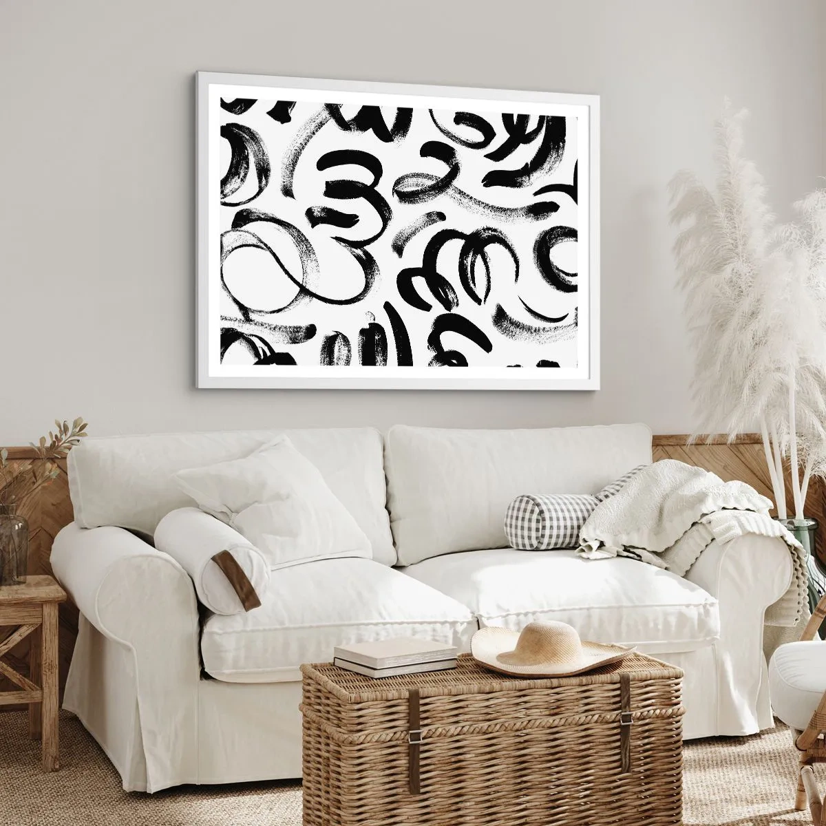 Poster in cornice bianca - Nero su bianco - 100x70 cm