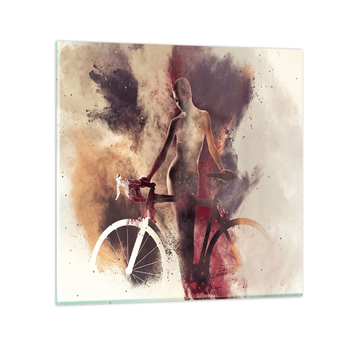 Quadro su vetro - Nelle forme di marmo un'anima da ciclista - 70x70 cm